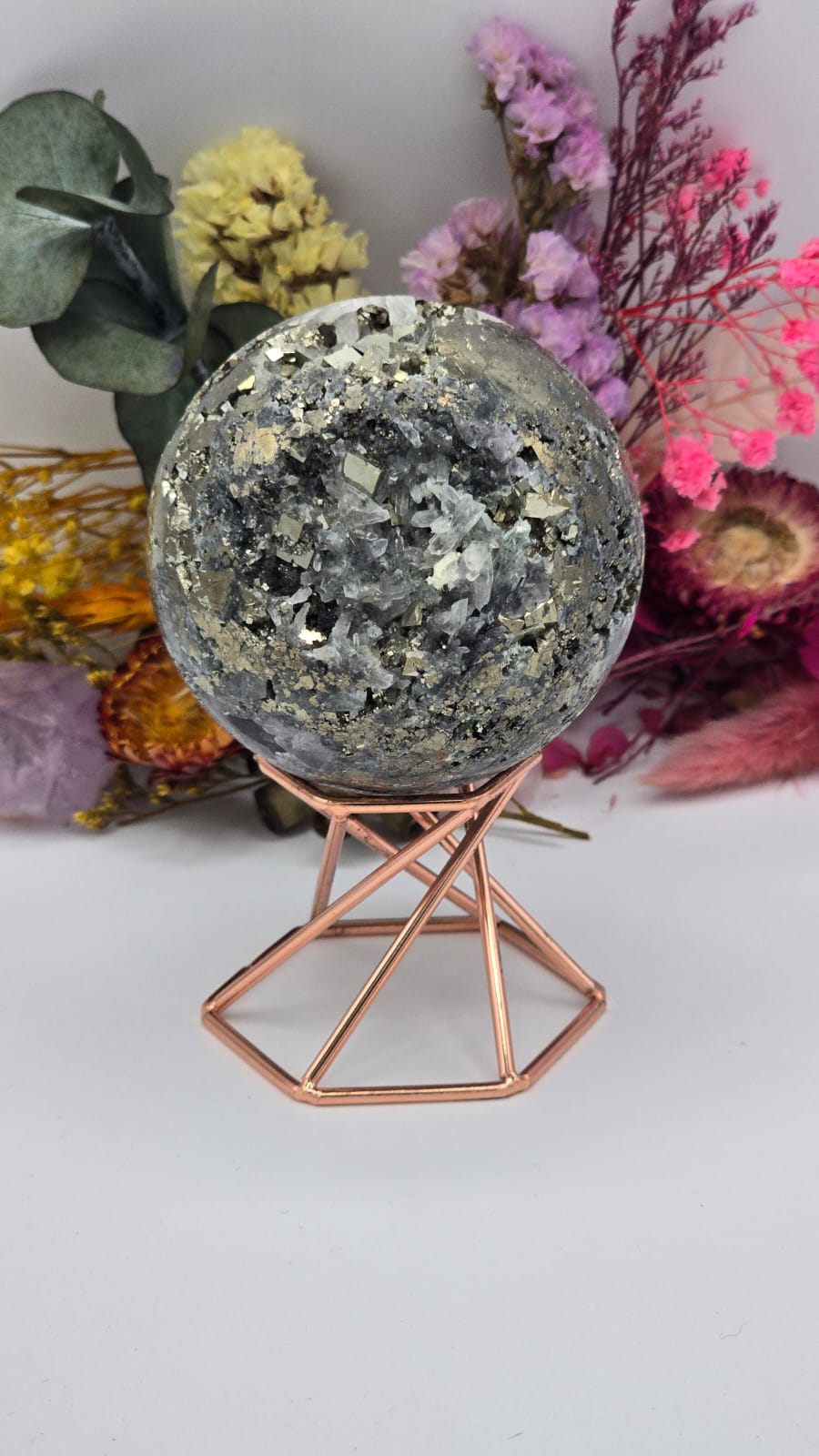 Fluorite/Quartz/Pyrite Sphere