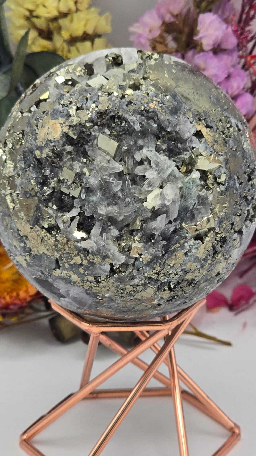 Fluorite/Quartz/Pyrite Sphere