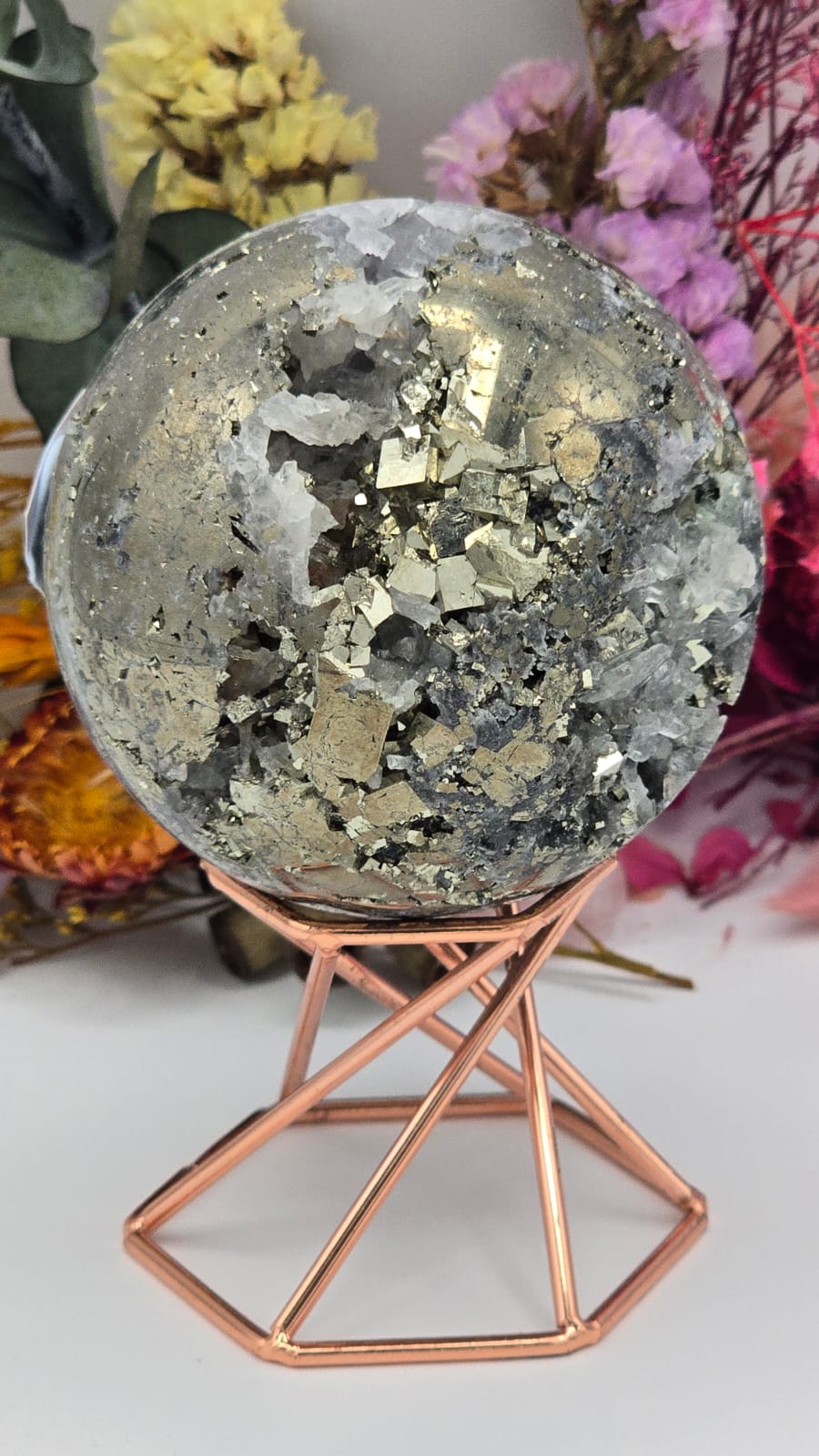 Fluorite/Quartz/Pyrite Sphere