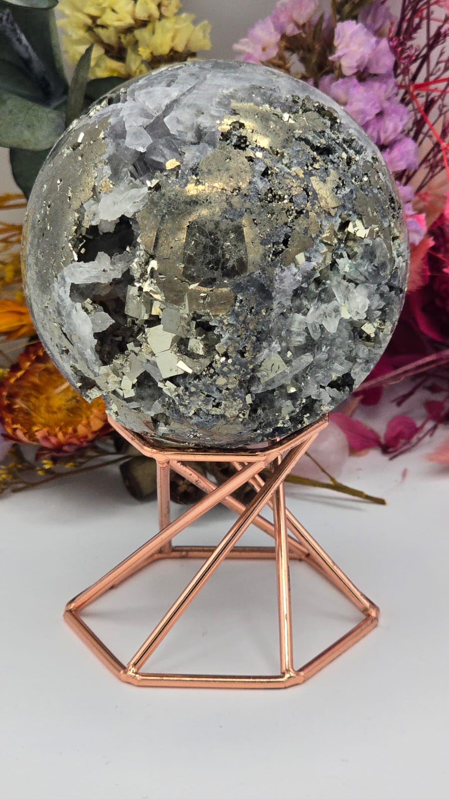 Fluorite/Quartz/Pyrite Sphere