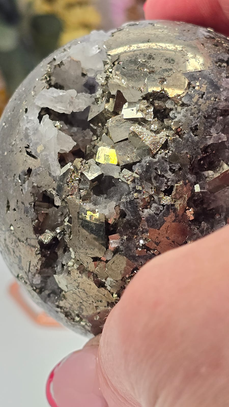 Fluorite/Quartz/Pyrite Sphere