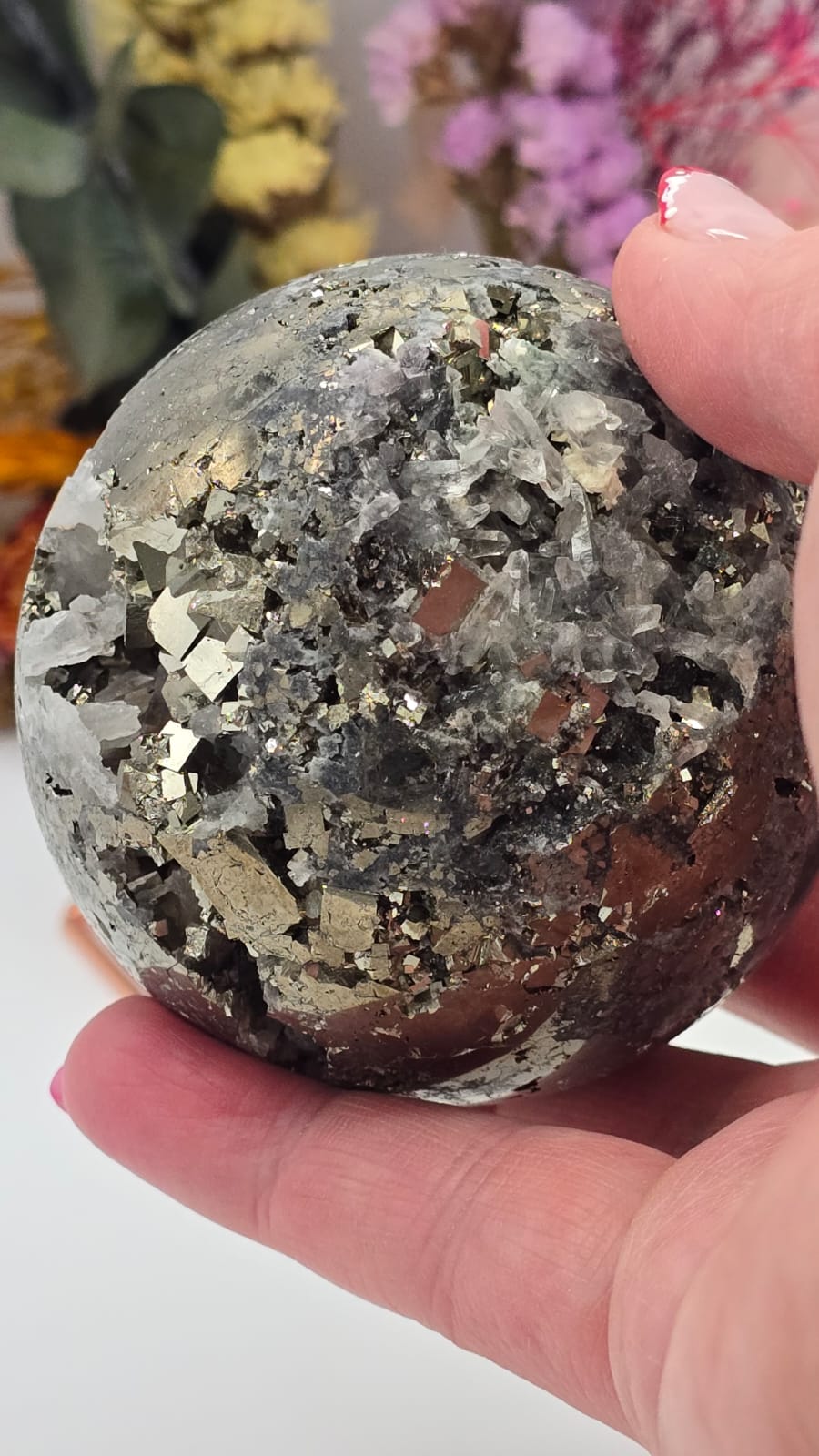Fluorite/Quartz/Pyrite Sphere