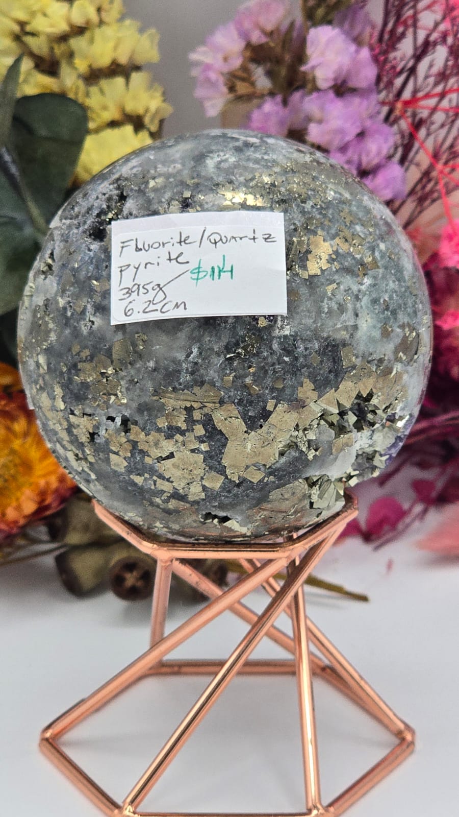 Fluorite/Quartz/Pyrite Sphere
