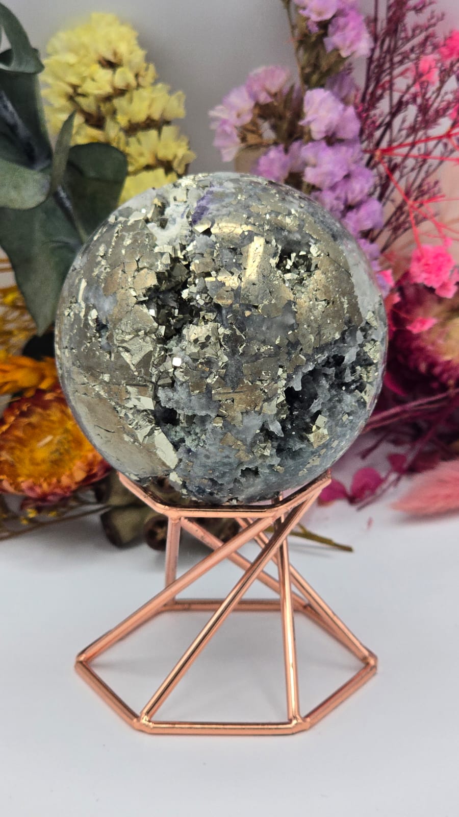 Fluorite/Quartz/Pyrite Sphere