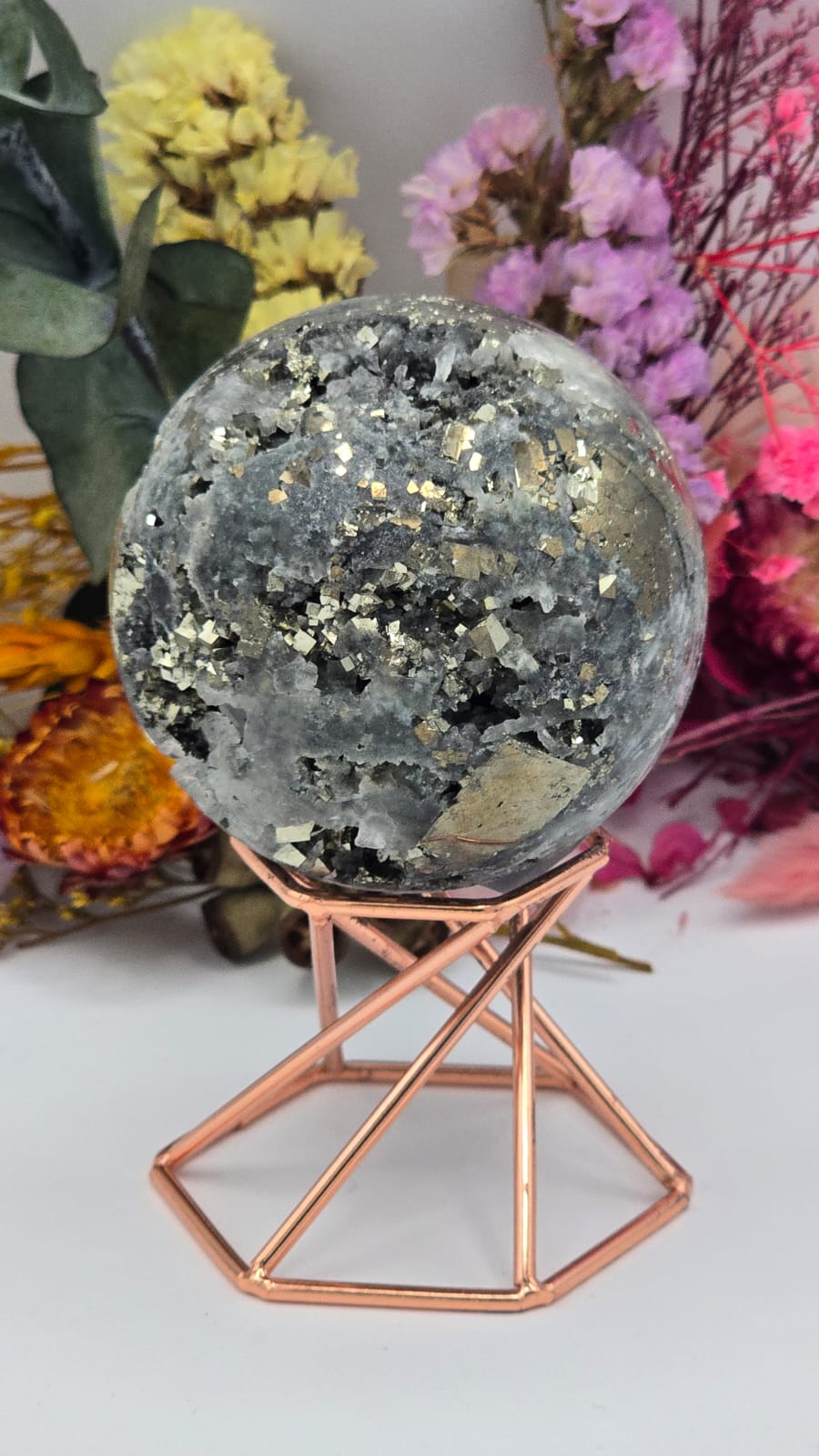 Fluorite/Quartz/Pyrite Sphere