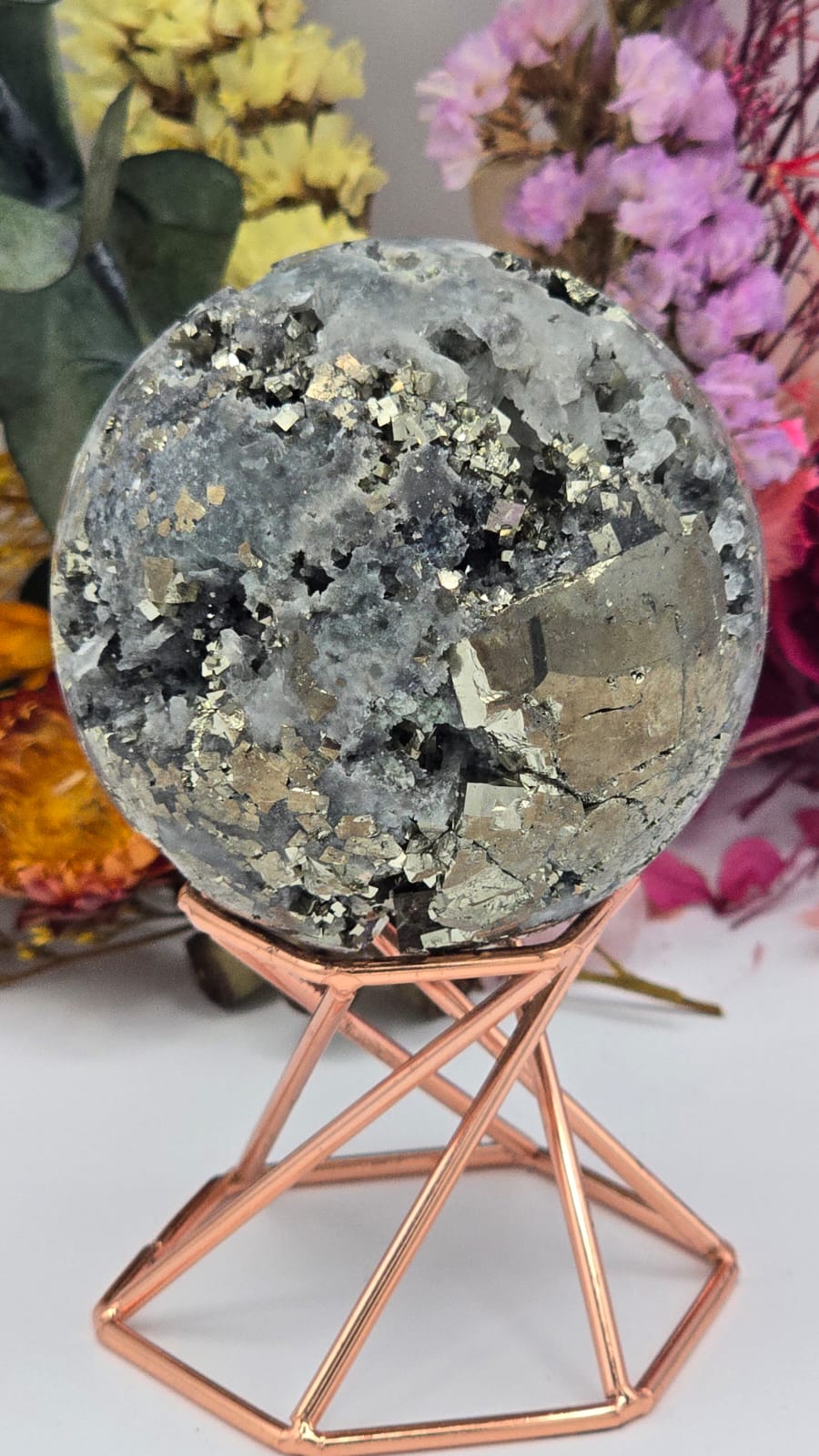 Fluorite/Quartz/Pyrite Sphere