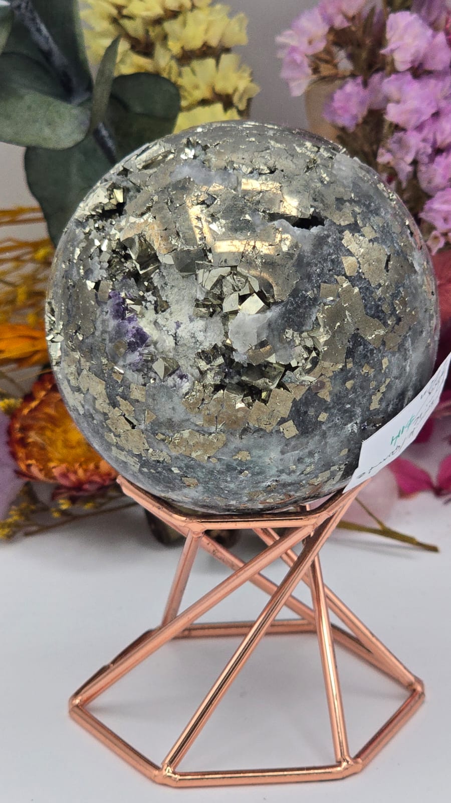 Fluorite/Quartz/Pyrite Sphere