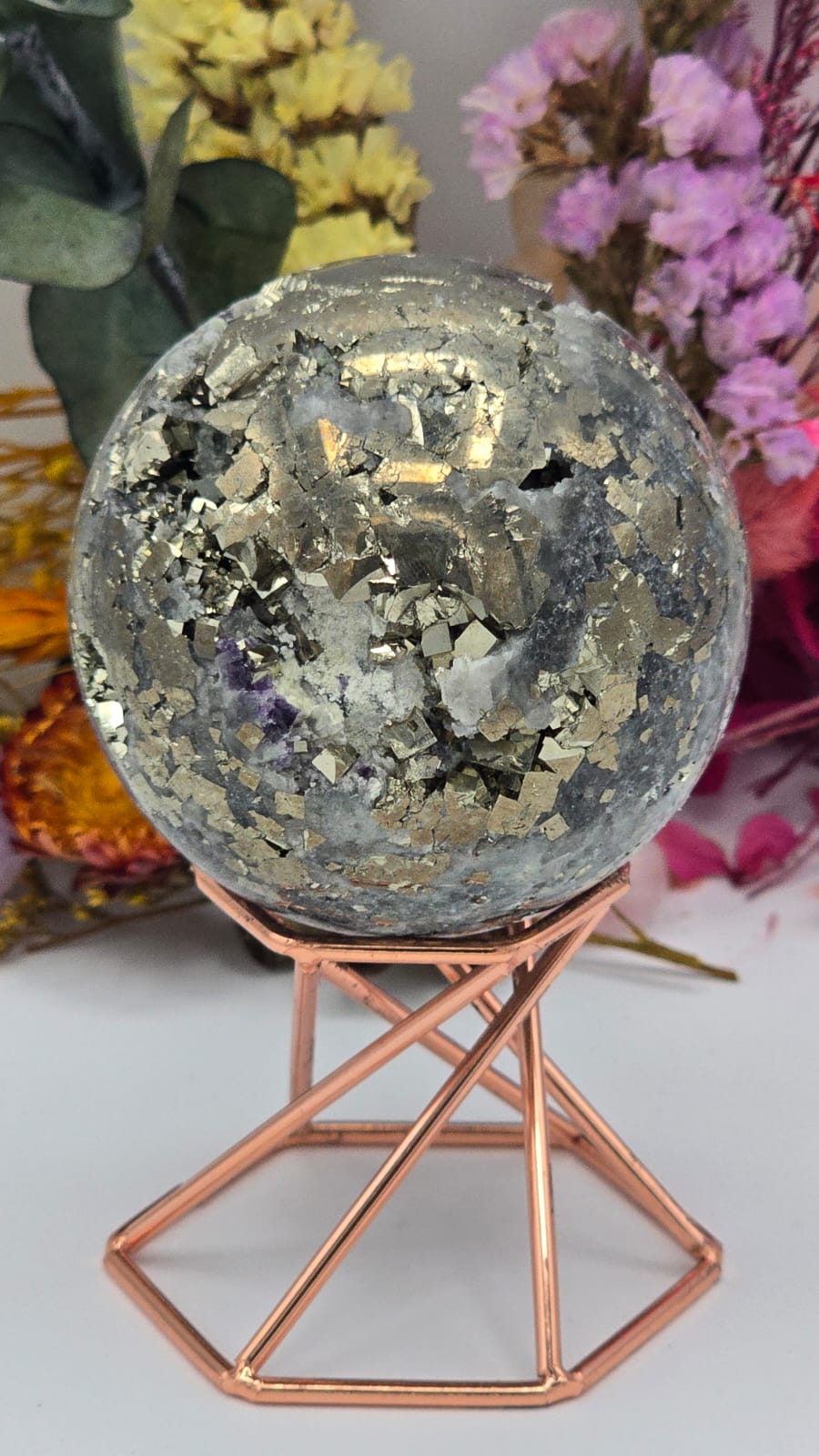 Fluorite/Quartz/Pyrite Sphere