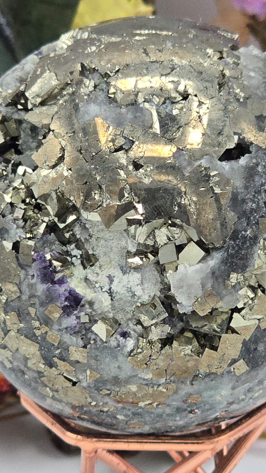 Fluorite/Quartz/Pyrite Sphere