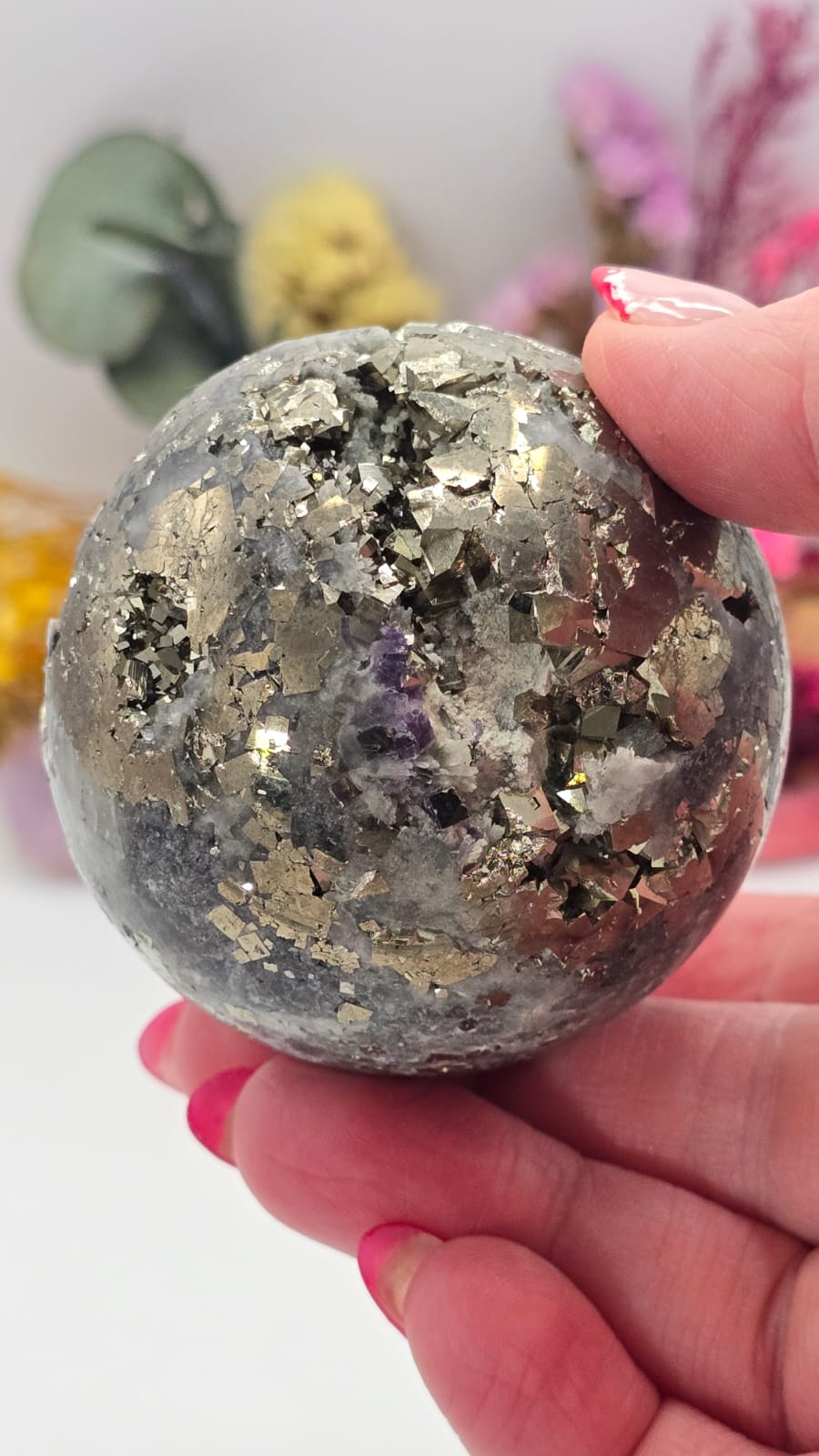 Fluorite/Quartz/Pyrite Sphere
