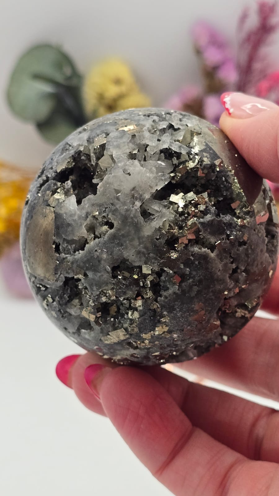 Fluorite/Quartz/Pyrite Sphere