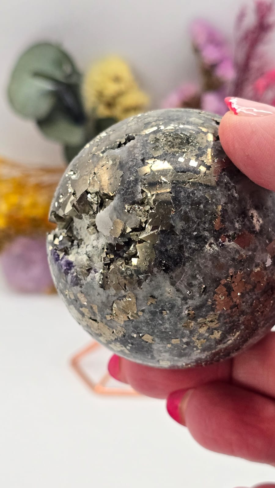 Fluorite/Quartz/Pyrite Sphere