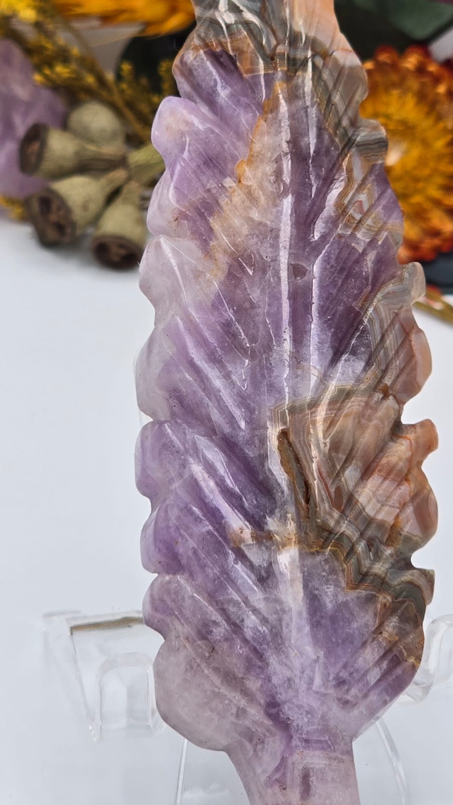 Amethyst Lace Agate Feather
