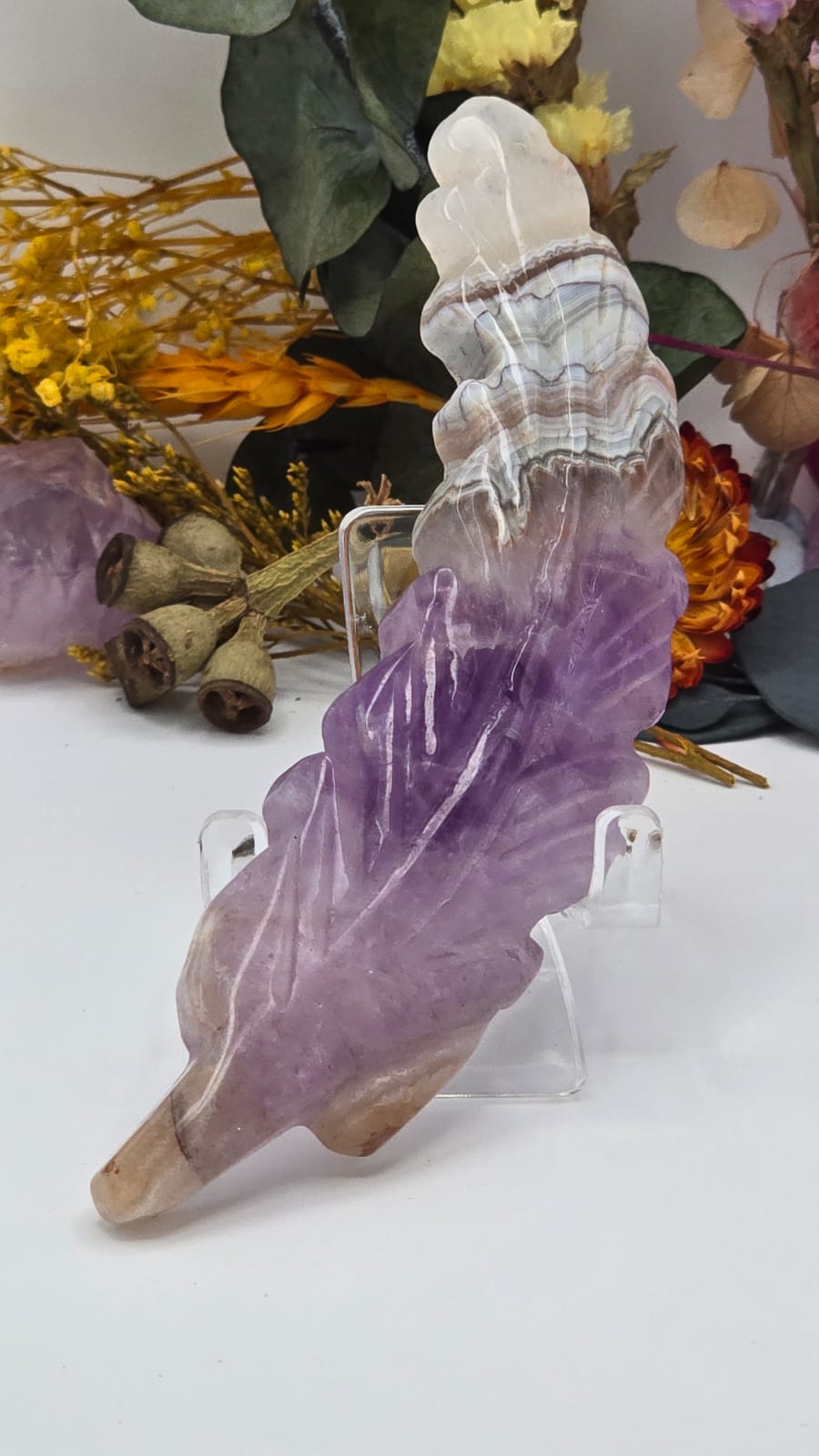 Amethyst Lace Agate Feather