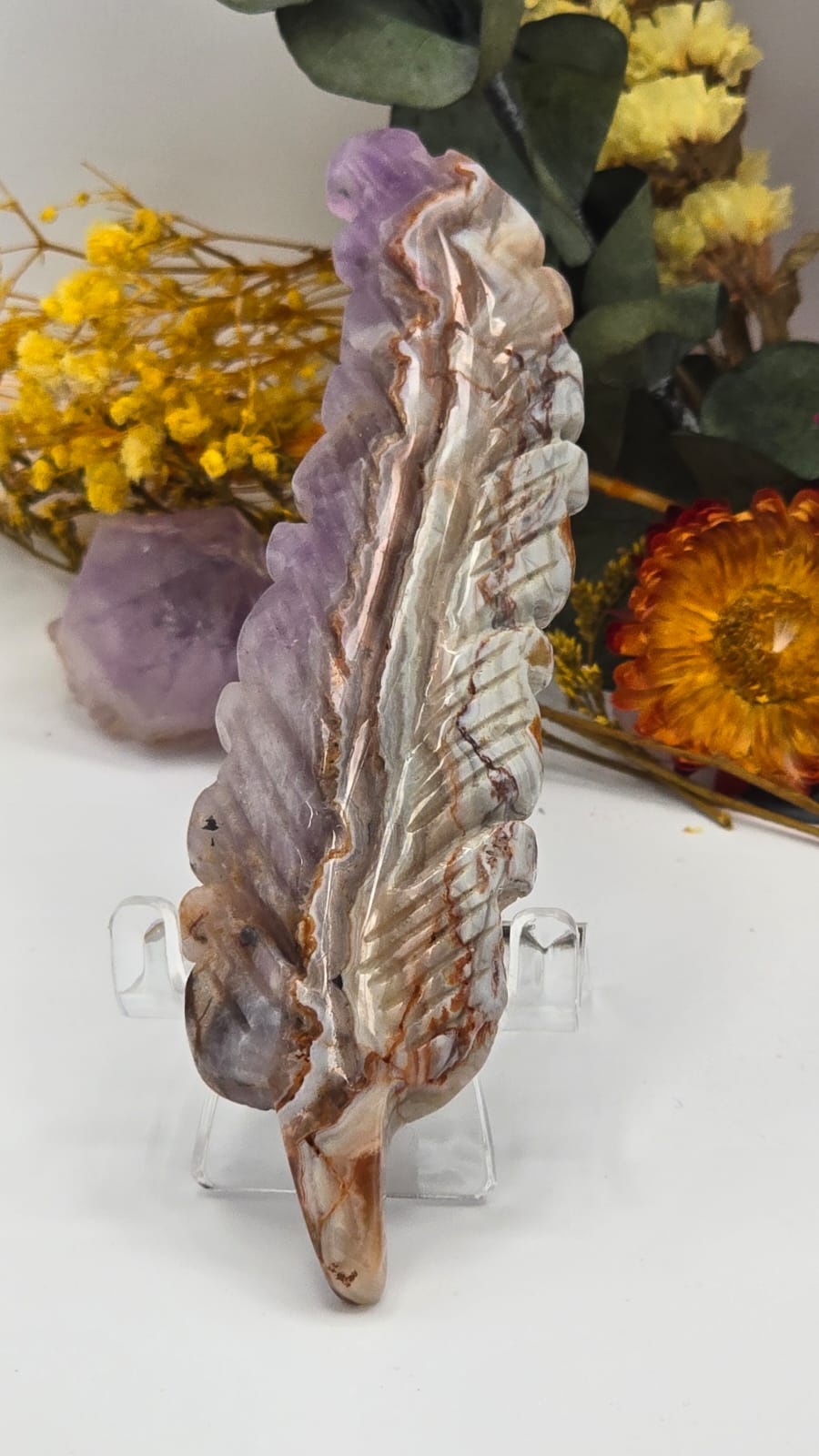 Amethyst Lace Agate Feather