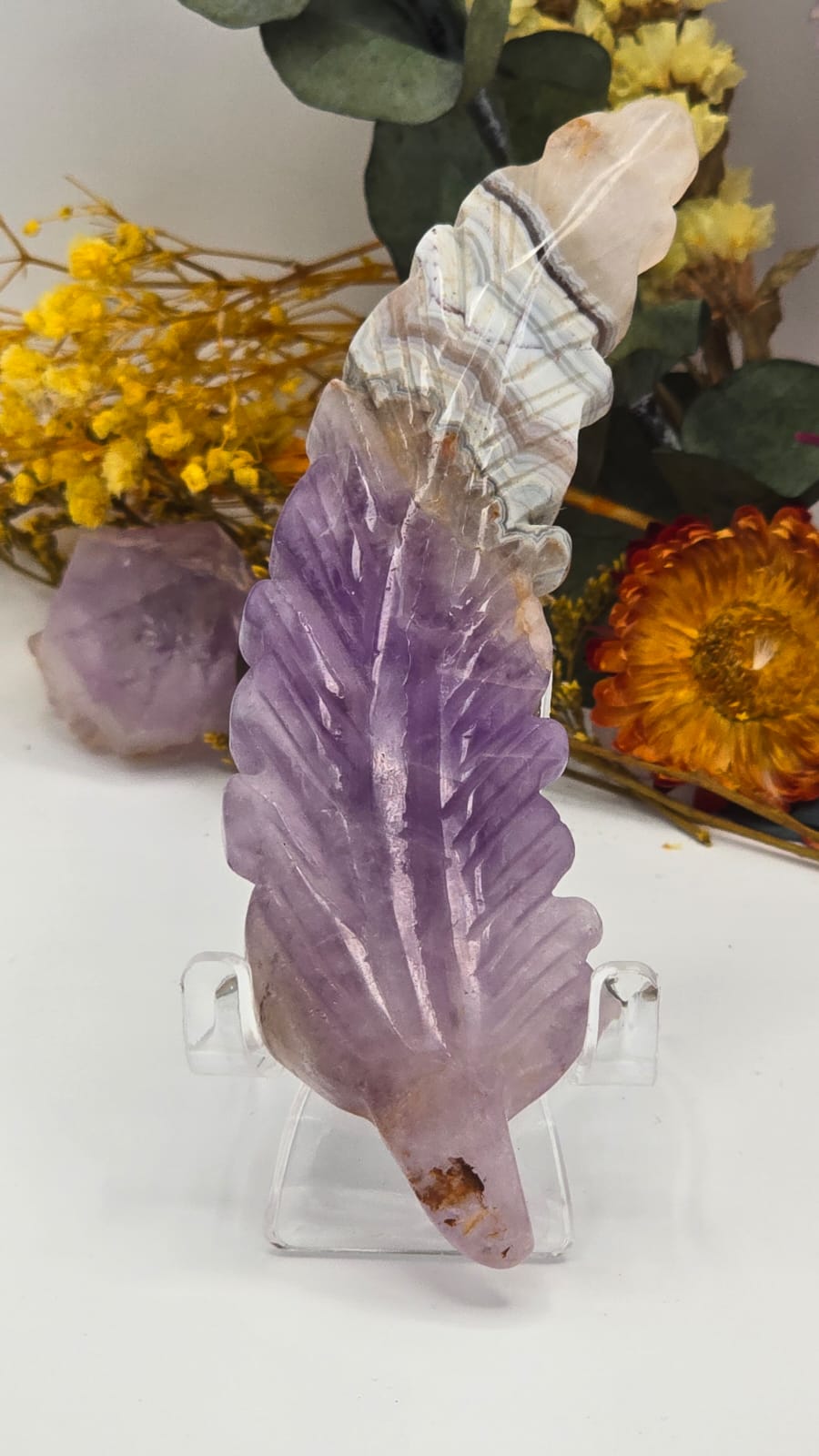Amethyst Lace Agate Feather