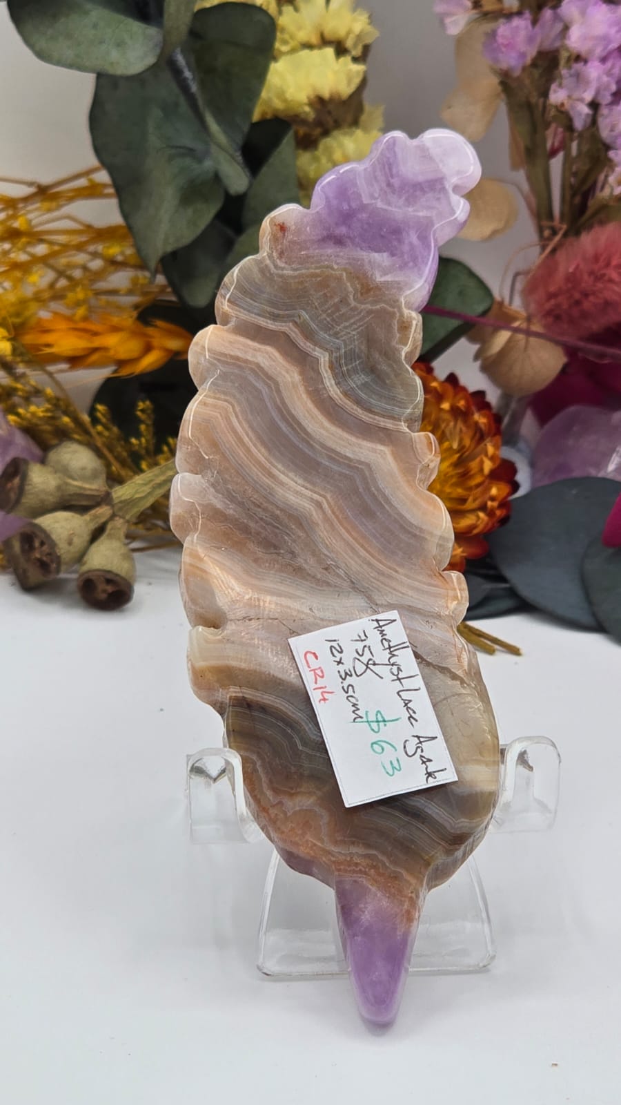 Amethyst Lace Agate Feather