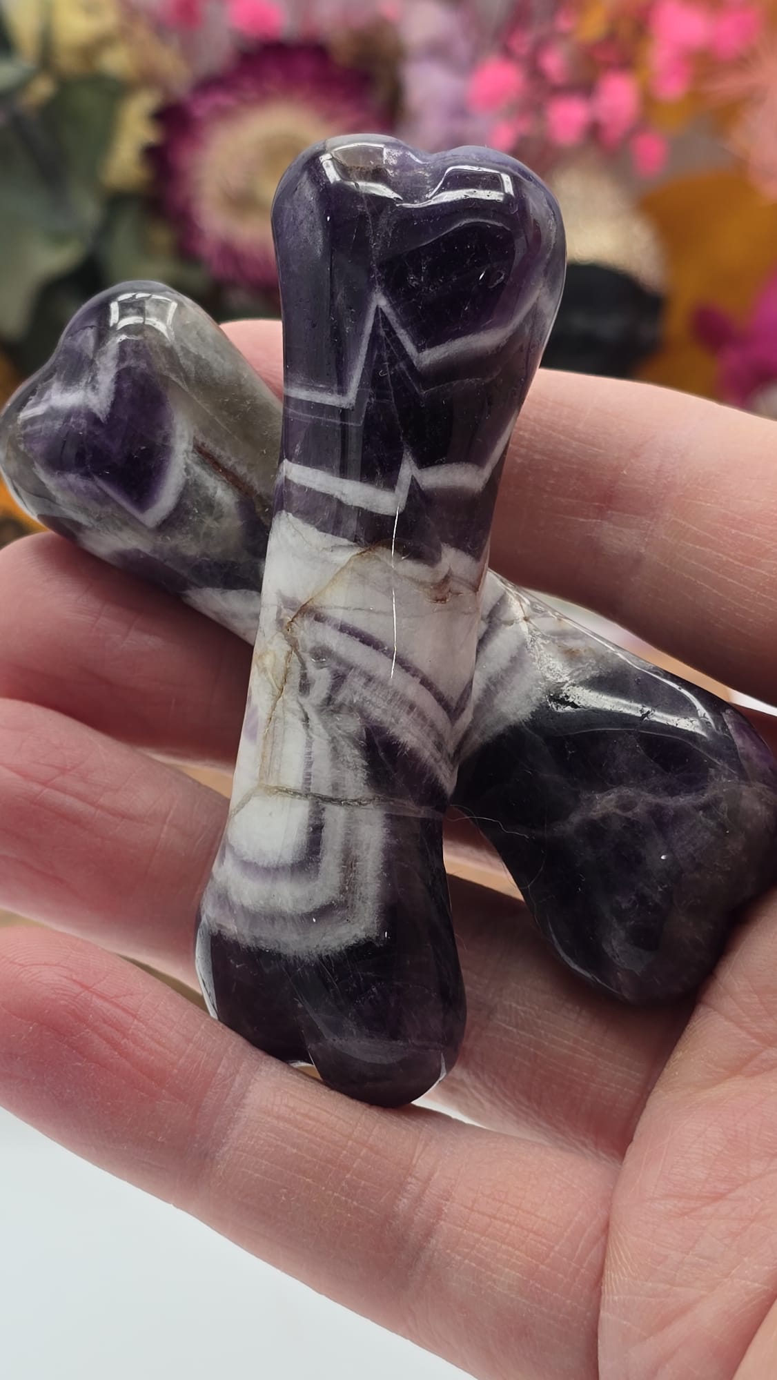 Chevron Amethyst Bones